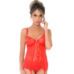 DARING Intimates Bustier Porte-Jarretelles Lace Cami Rouge